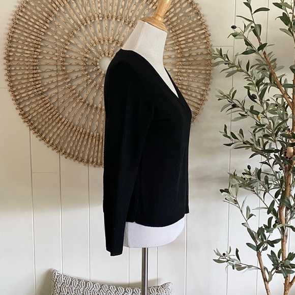 Scotch & Soda Maison Scotch Black Long Sleeve Metallic V Neck Sweater Medium - Picture 3 of 9